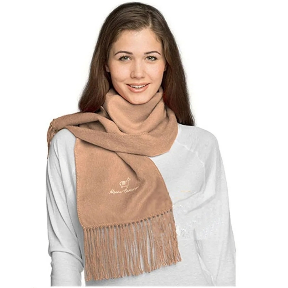Camargo Alpaca Light Camel Fringed Scarf